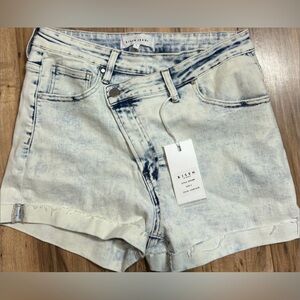Risen high rise asymmetrical shorts L NWT